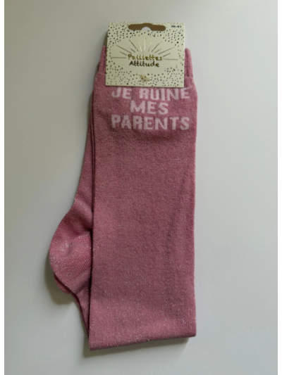 Chaussettes Je ruine mes parents - Paillettes Attitude
