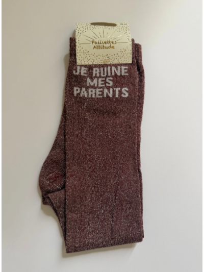 Chaussettes Je ruine mes parents - Paillettes Attitude
