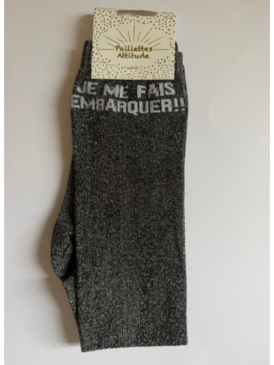 Chaussettes Je me fais embarquer - Paillettes Attitude