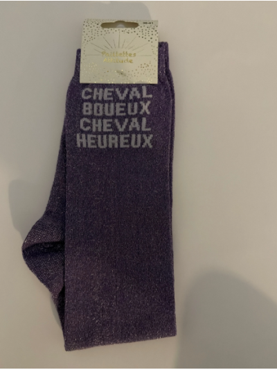 Chaussettes Cheval boueux cheval heureux - Paillettes Attitude