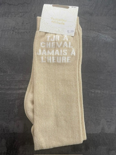 Chaussettes tjr a cheval jamais à l'heure - Paillettes Attitude
