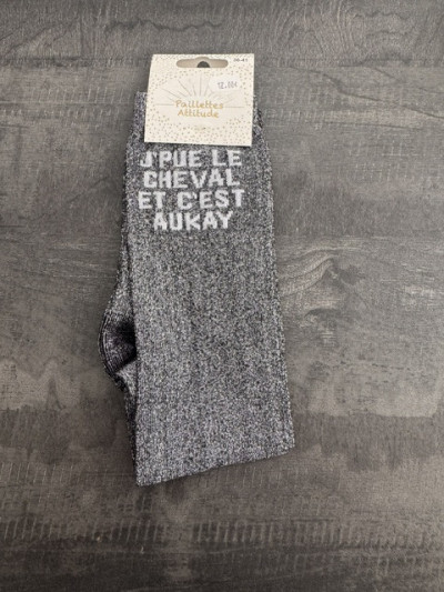 Chaussettes J'pue le cheval et c'est aukay - Paillettes Attitude