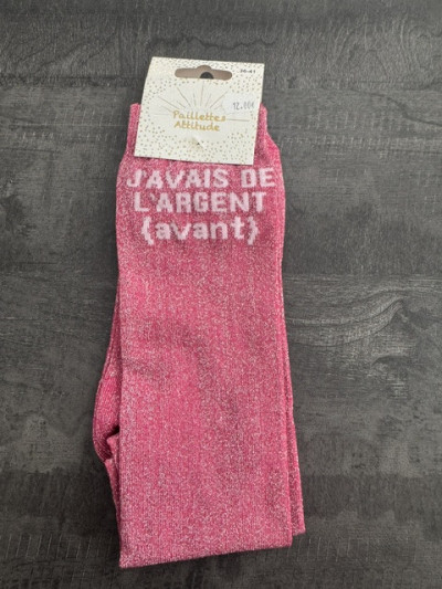 Chaussettes j'avais de l'argent (avant) - Paillettes Attitude